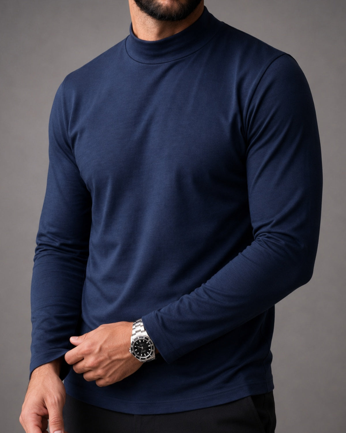 Blusa de Gola Alta e Manga Longa em Algodão Egípcio - Egypt