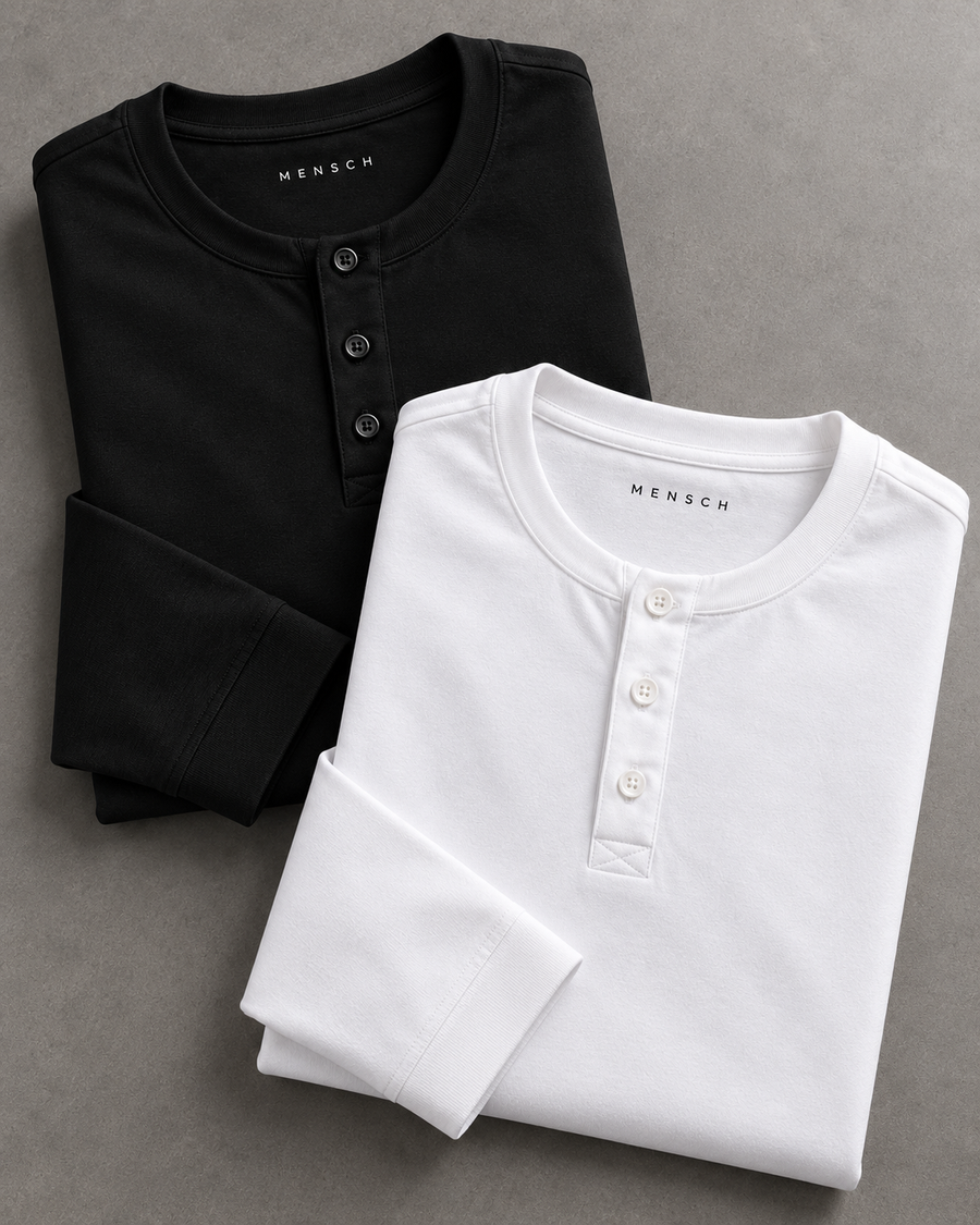 Kit 2x Blusa Henley de Manga Longa em Algodão Egípcio Legacy