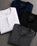 Kit 4x Camiseta Henley de Algodão Egípcio Luxor