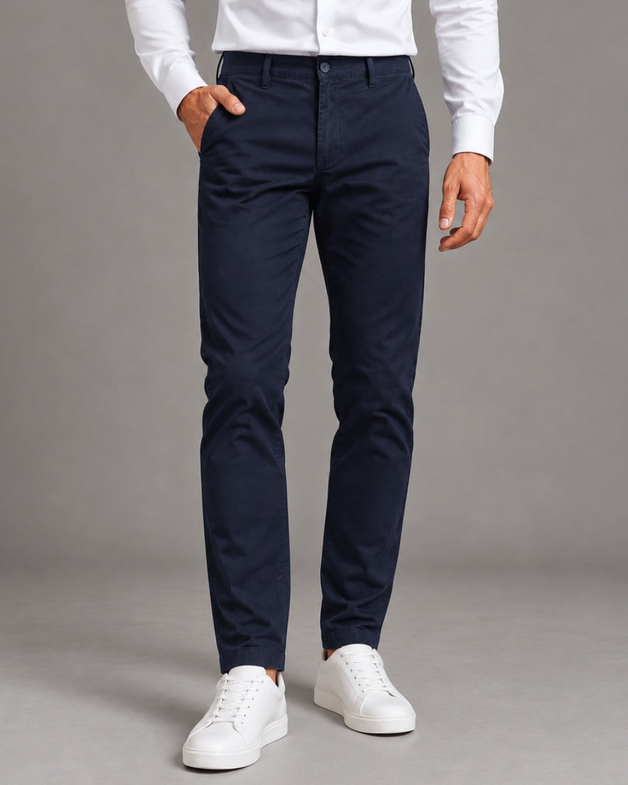 Calça de Alfaiataria em Sarja Premium - Regent One — Azul-marinho
