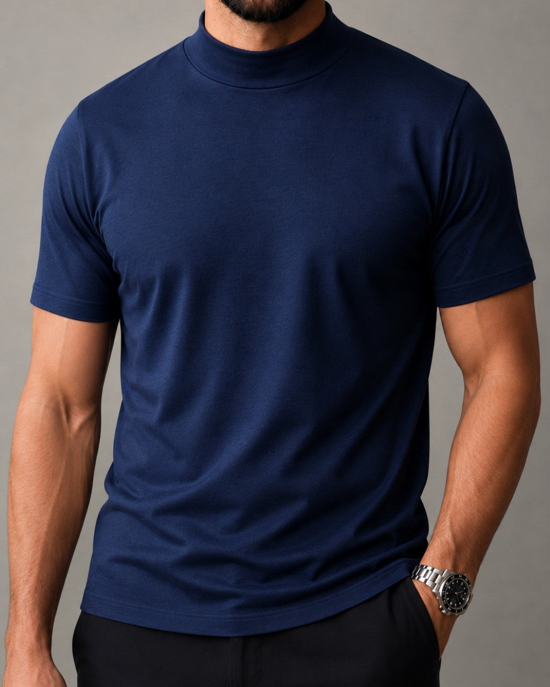 Kit 3x Camiseta de Gola Alta e Manga Curta em Algodão Egípcio - Monarch - R$ 133,00 cada