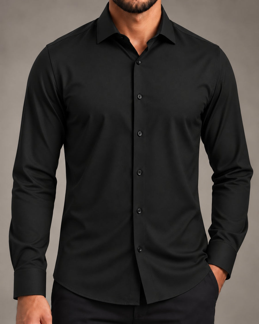 Camisa Social Tech de Poliamida com Elastano - Atlas One — Preta