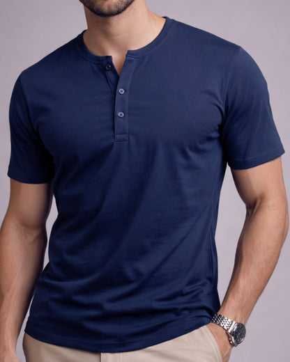 Kit 3x Camiseta Henley de Algodão Egípcio Luxor - R$ 158,00 cada