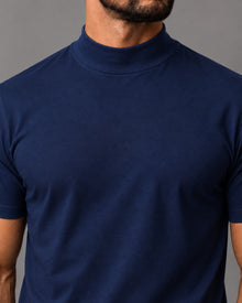 Camiseta de Gola Alta e Manga Curta em Algodão Egípcio - Monarch