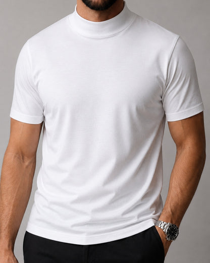 Kit 3x Camiseta de Gola Alta e Manga Curta em Algodão Egípcio - Monarch - R$ 133,00 cada