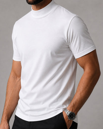 Kit 3x Camiseta de Gola Alta e Manga Curta em Algodão Egípcio - Monarch - R$ 133,00 cada