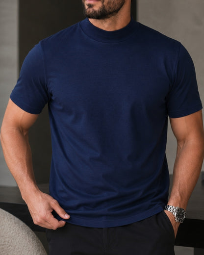 Kit 3x Camiseta de Gola Alta e Manga Curta em Algodão Egípcio - Monarch - R$ 133,00 cada