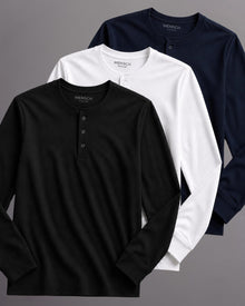 Kit 3x Blusa Henley de Manga Longa em Algodão Egípcio - Legacy - R$ 183,00 cada