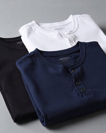 Kit 3x Camiseta Henley de Algodão Egípcio Luxor - R$ 164,00 cada