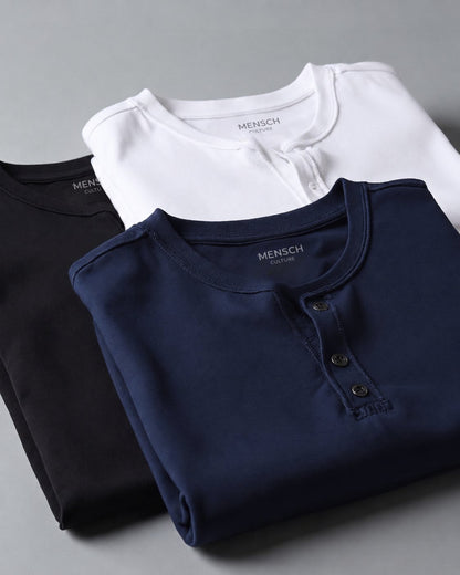 Kit 3x Camiseta Henley de Algodão Egípcio Luxor - R$ 164,00 cada