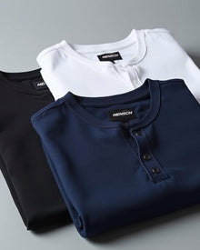 Kit 3x Camiseta Henley de Algodão Egípcio Luxor - R$ 158,00 cada