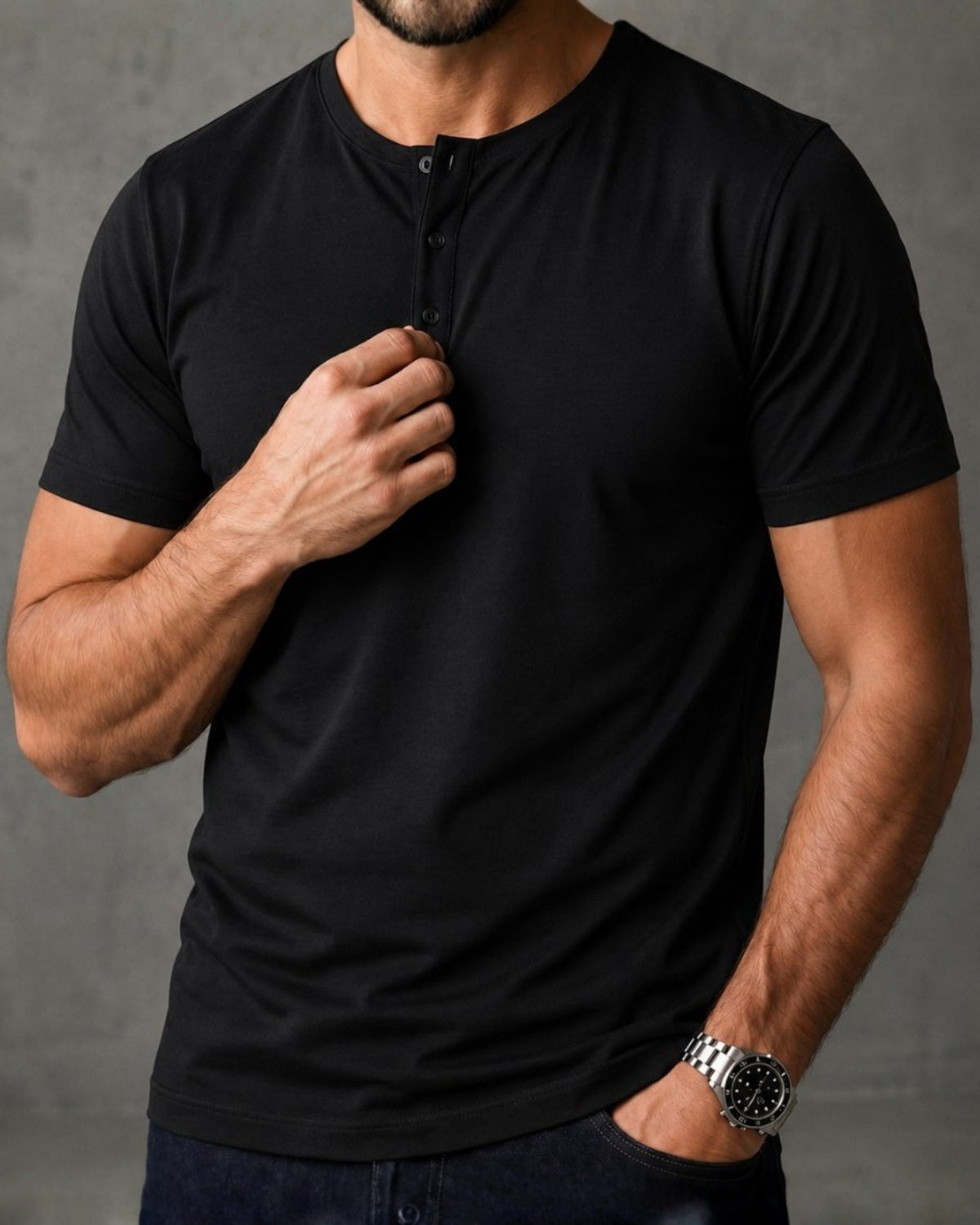 Kit 3x Camiseta Henley de Algodão Egípcio Luxor - R$ 146,00 cada