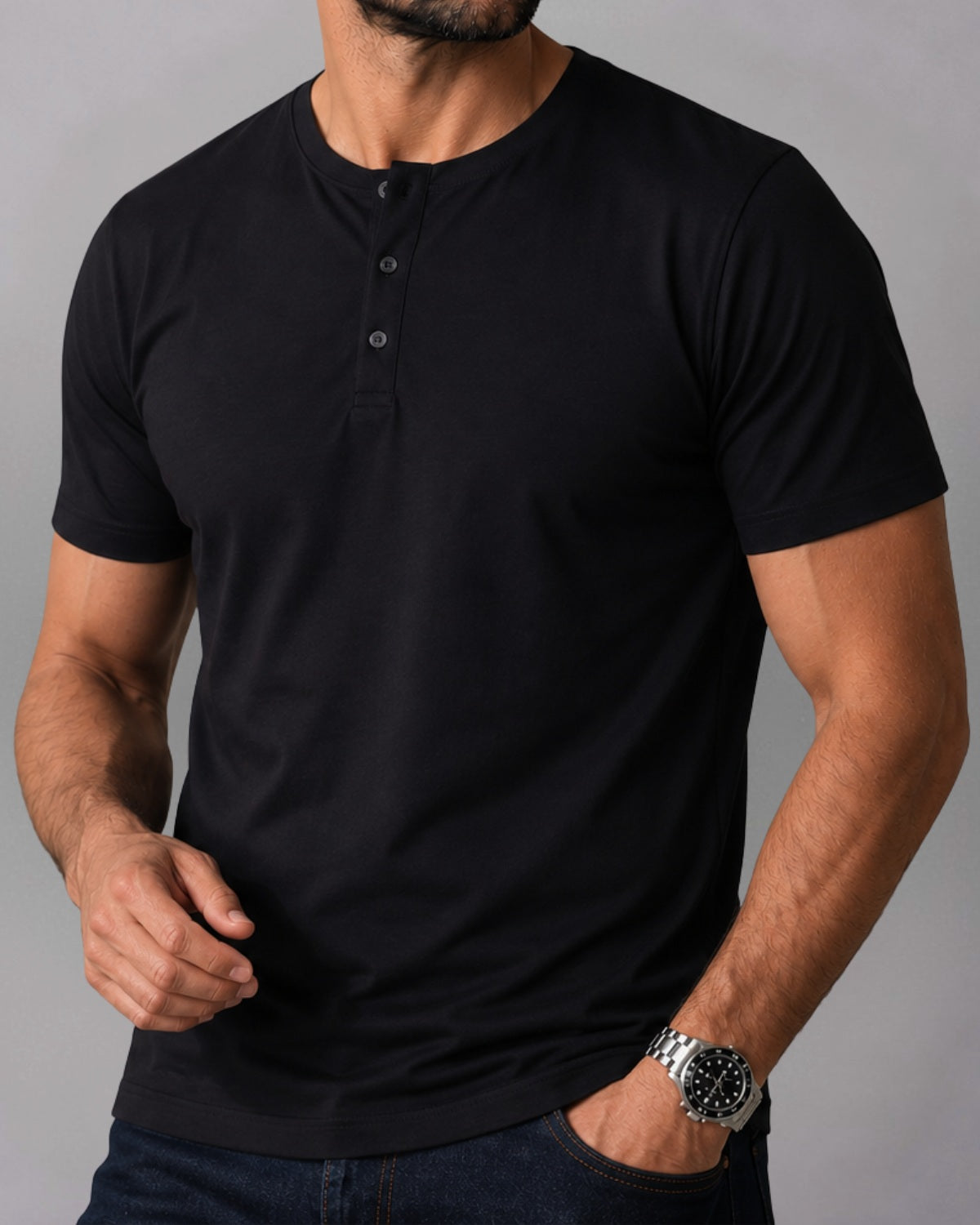 Camiseta Henley de Algodão Egípcio - Luxor