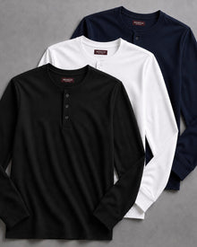 Kit 3x Blusa Henley de Manga Longa em Algodão Egípcio - Legacy - R$ 172,00 cada