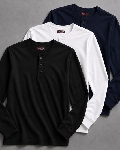 Kit 3x Blusa Henley de Manga Longa em Algodão Egípcio - Legacy - R$ 172,00 cada