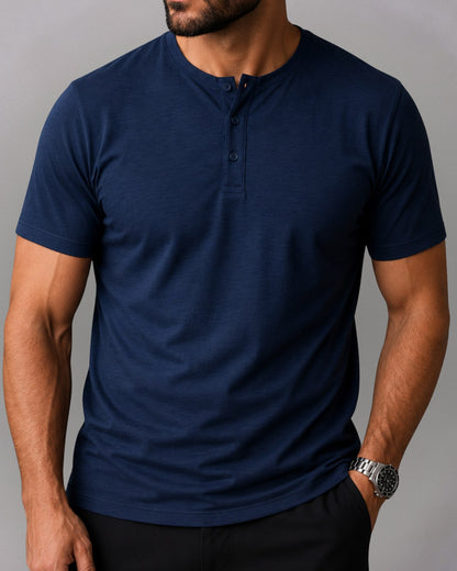 Kit 3x Camiseta Henley de Algodão Egípcio Luxor - R$ 146,00 cada