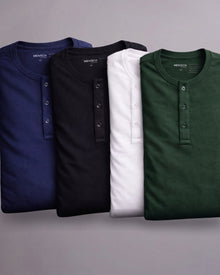 Kit 4x Camiseta Henley de Algodão Egípcio - Luxor - Pague 3 e Leve 4
