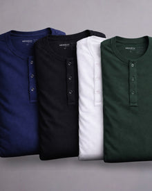 Kit 4x Camiseta Henley de Algodão Egípcio - Luxor - Pague 3 e Leve 4