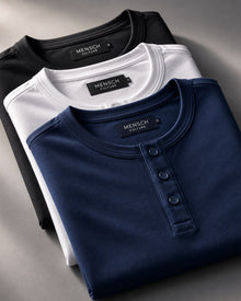 Kit 3x Camiseta Henley de Algodão Egípcio Luxor - R$ 146,00 cada
