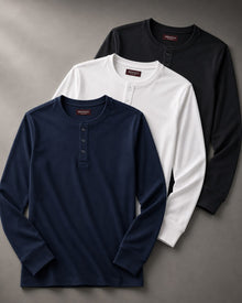 Kit 3x Blusa Henley de Manga Longa em Algodão Egípcio - Legacy - R$ 172,00 cada
