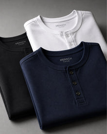 Kit 3x Camiseta Henley de Algodão Egípcio Luxor - R$ 164,00 cada