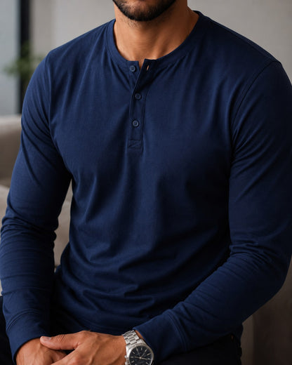 Kit 3x Blusa Henley de Manga Longa em Algodão Egípcio - Legacy - R$ 174,00 cada