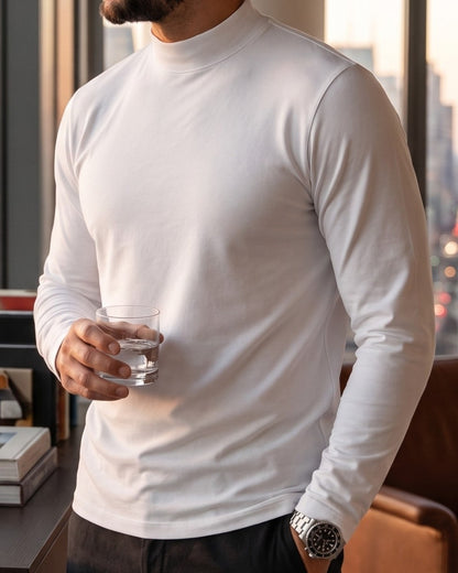 Blusa de Gola Alta e Manga Longa em Algodão Egípcio - Egypt