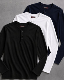 Kit 3x Blusa Henley de Manga Longa em Algodão Egípcio - Legacy - R$ 159,00 cada