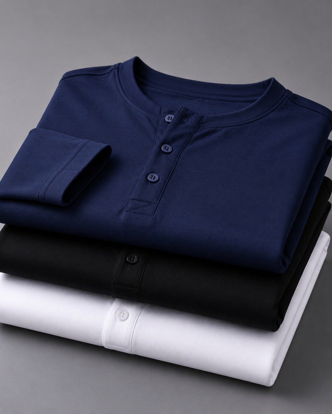 Kit 3x Blusa Henley de Manga Longa em Algodão Egípcio - Legacy - R$ 159,00 cada