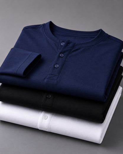 Kit 3x Blusa Henley de Manga Longa em Algodão Egípcio - Legacy - R$ 159,00 cada