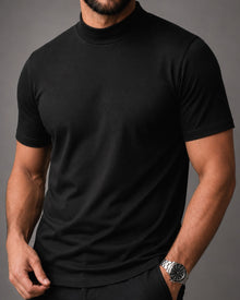 Camiseta de Gola Alta e Manga Curta em Algodão Egípcio - Monarch