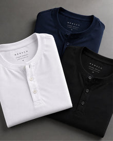 Kit 3x Camiseta Henley de Algodão Egípcio Luxor - R$ 154,00 cada