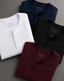 Kit 4x Camiseta Henley de Algodão Egípcio - Luxor - Pague 3 e Leve 4