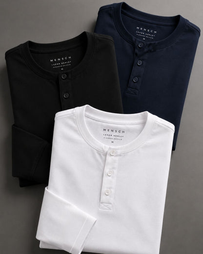 Kit 3x Blusa Henley de Manga Longa em Algodão Egípcio - Legacy - R$ 155,00 cada