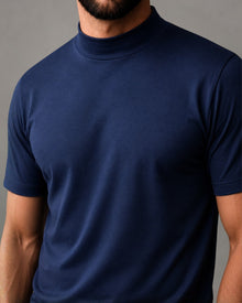 Camiseta de Gola Alta e Manga Curta em Algodão Egípcio - Monarch