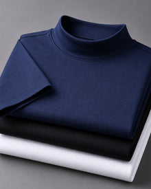 Kit 3x Camiseta de Gola Alta e Manga Curta em Algodão Egípcio - Monarch - R$ 133,00 cada