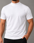 Camiseta de Gola Alta e Manga Curta em Algodão Egípcio - Monarch