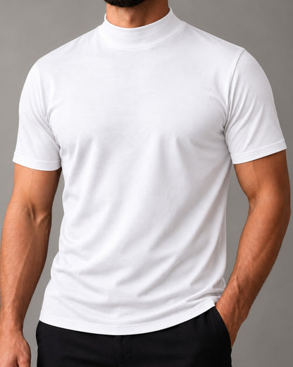 Kit 3x Camiseta de Gola Alta e Manga Curta em Algodão Egípcio - Monarch - R$ 143,00 cada