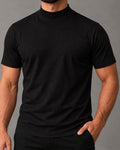 Camiseta de Gola Alta e Manga Curta em Algodão Egípcio - Monarch