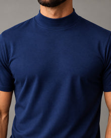Camiseta de Gola Alta e Manga Curta em Algodão Egípcio - Monarch