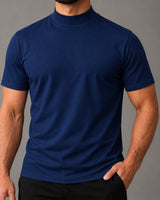 Camiseta de Gola Alta e Manga Curta em Algodão Egípcio - Monarch
