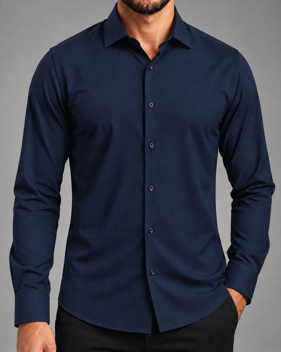 Camisa Tech Stretch de Poliamida com Elastano - Atlas One — Azul-marinho