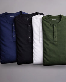 Kit 4x Camiseta Henley de Algodão Egípcio - Luxor - Pague 3 e Leve 4