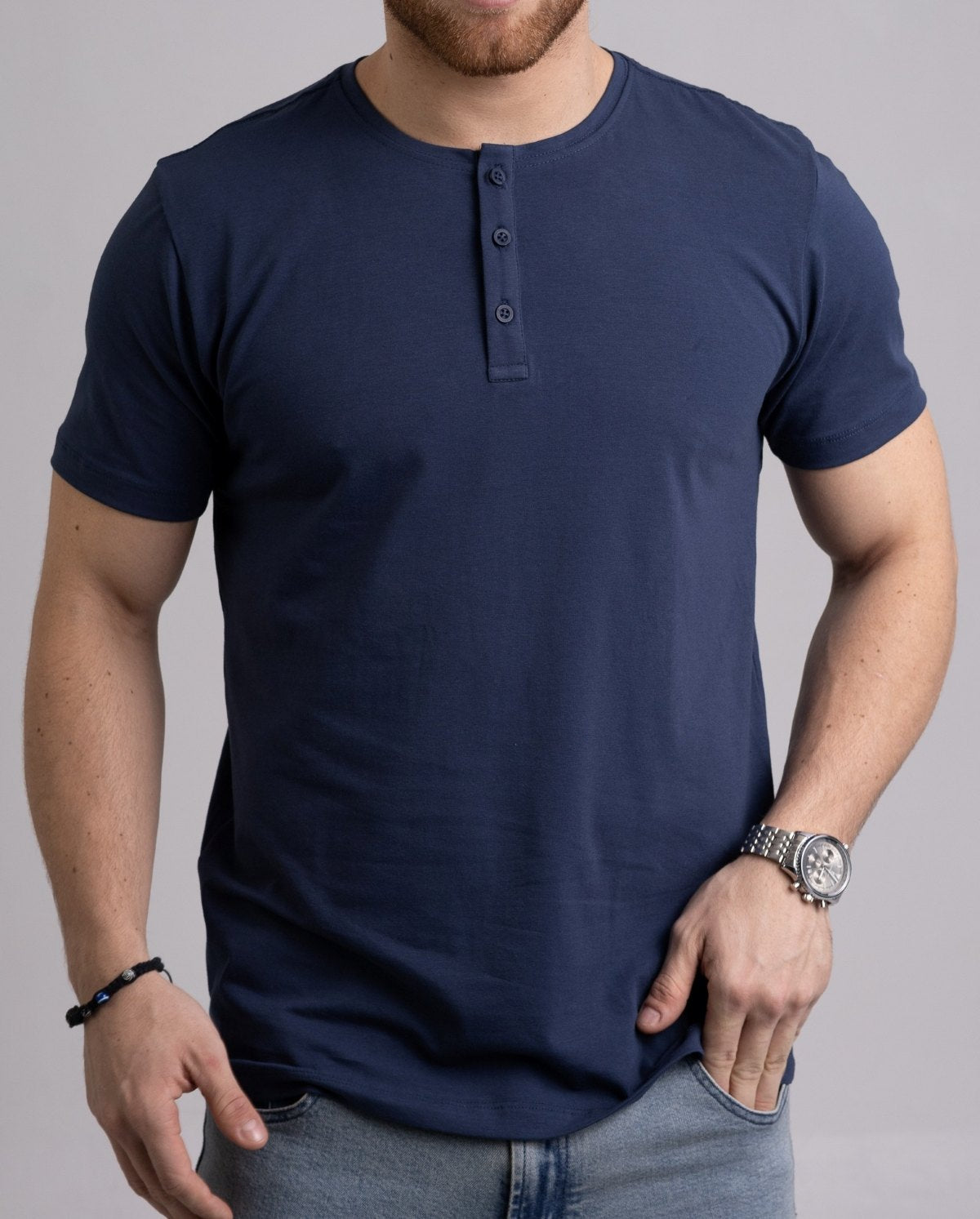 Kit 3x Camiseta Henley de Algodão Egípcio Luxor - R$ 158,00 cada
