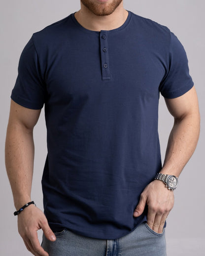 Kit 3x Camiseta Henley de Algodão Egípcio Luxor - R$ 158,00 cada