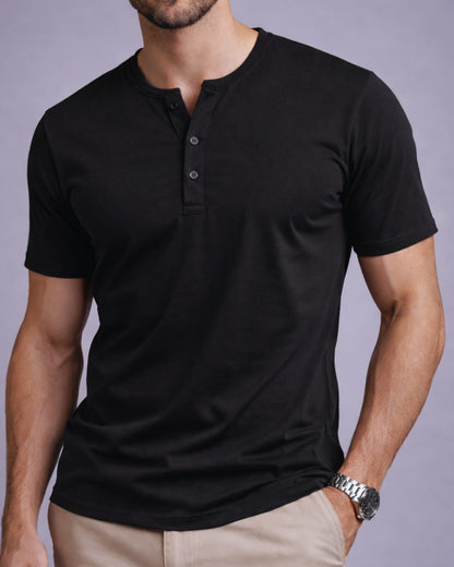 Kit 3x Camiseta Henley de Algodão Egípcio Luxor - R$ 158,00 cada