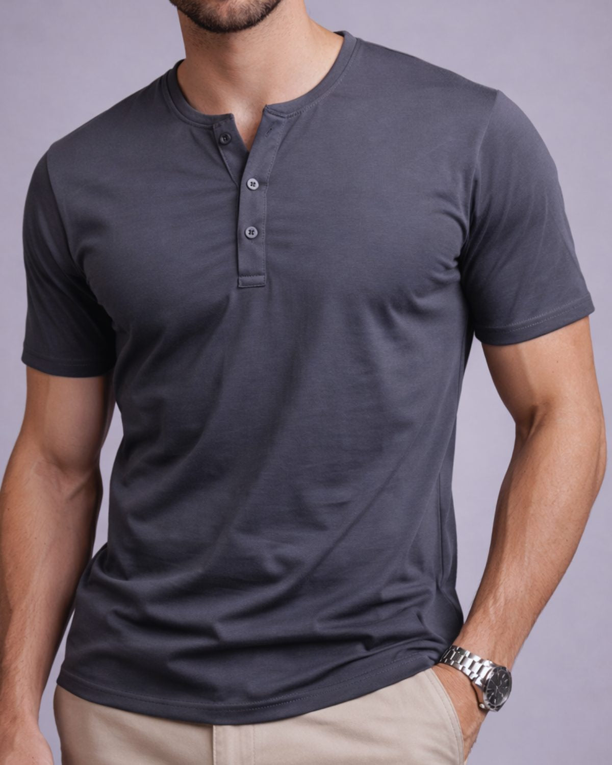 Kit 3x Camiseta Henley de Algodão Egípcio Luxor - R$ 158,00 cada