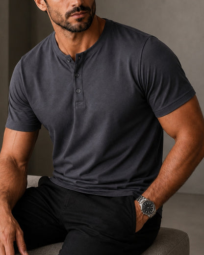 Kit 4x Camiseta Henley de Algodão Egípcio - Luxor - Pague 3 e Leve 4
