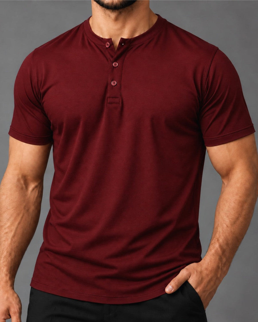 Camiseta Henley de Algodão Egípcio - Luxor — Vermelha