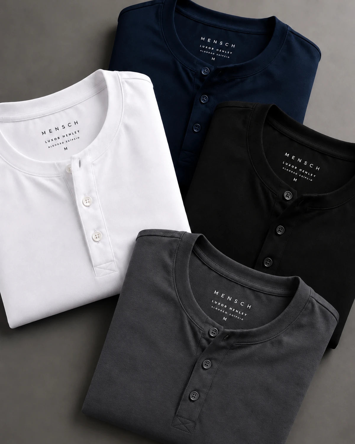 Kit 4x Camiseta Henley de Algodão Egípcio Luxor